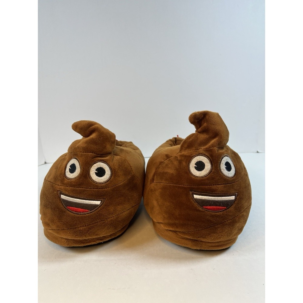 Emoji‎ Poop Plush Slippers Lounge Shoes Plush Fleece Animated Brown Size 7-8 Med